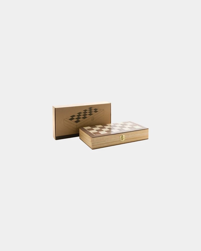 Juego de ajedrez plegable de madera FSC para personalizar