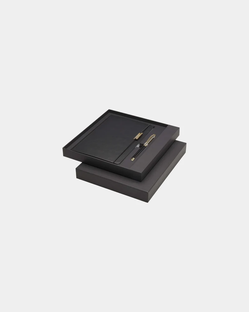 Set carnet A5 y bolígrafo roller reciclado para personalizar