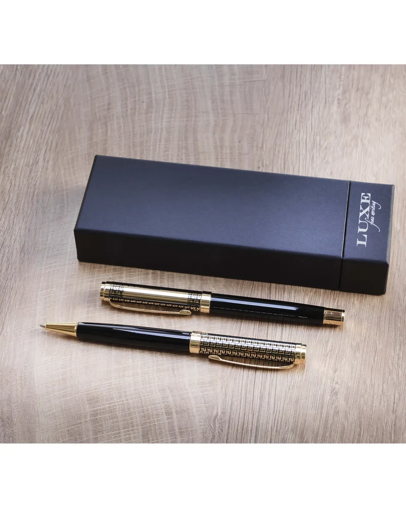 Set de bolígrafo y roller latón reciclado para personalizar