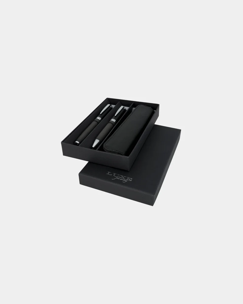 Set de bolígrafo y roller fibra carbono para personalizar