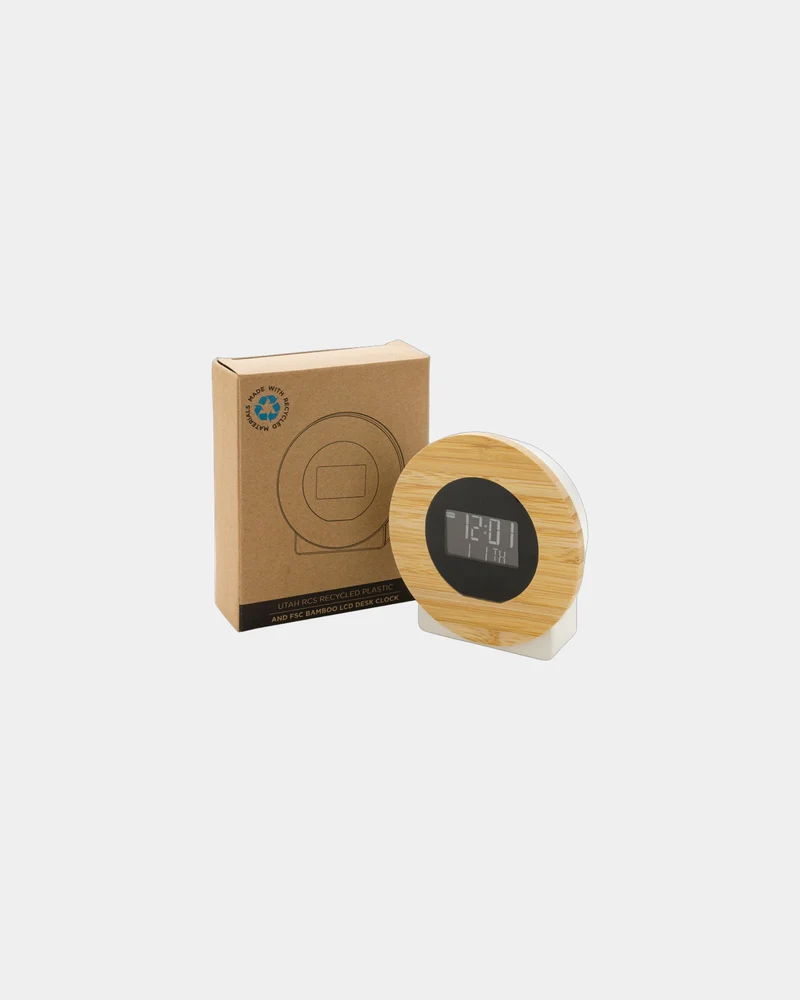 Reloj de pared bambú y plástico reciclado para personalizar