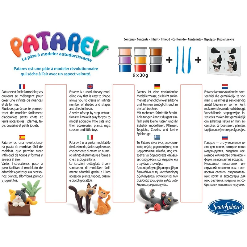 Pasta para Modelar Kit Los Gatos - Patarev Secado al Aire