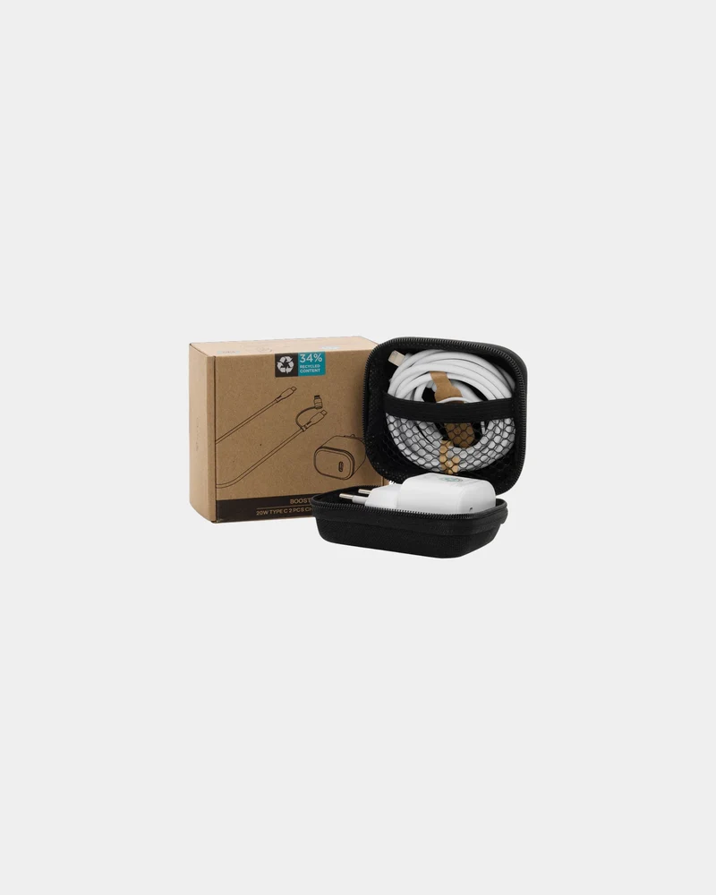 Set cargador y cable reciclado 20W para personalizar