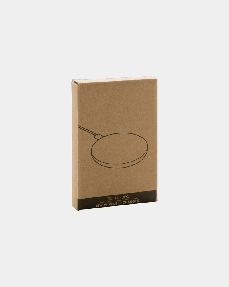 Cargador inalámbrico bambú FSC 15W para personalizar