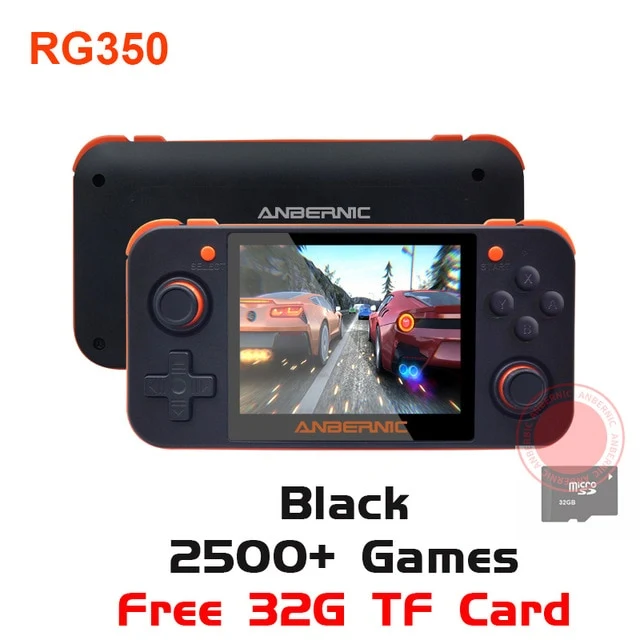 ANBERNIC New Retro Game RG350 Videojuego Consola de juegos portátil MINI 64 Bit 3.5 pulgadas Pantalla IPS 16G + 32G TF Game Player RG 350 PS1