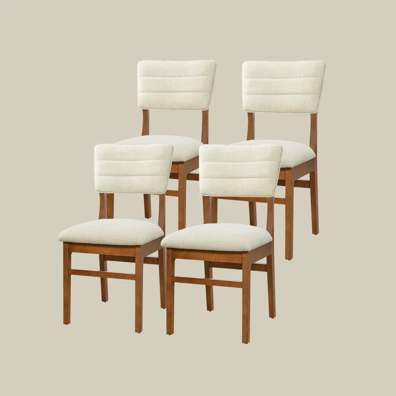 Upholstered Rubberwood Gaming & Dining Chairs (4–Pack)