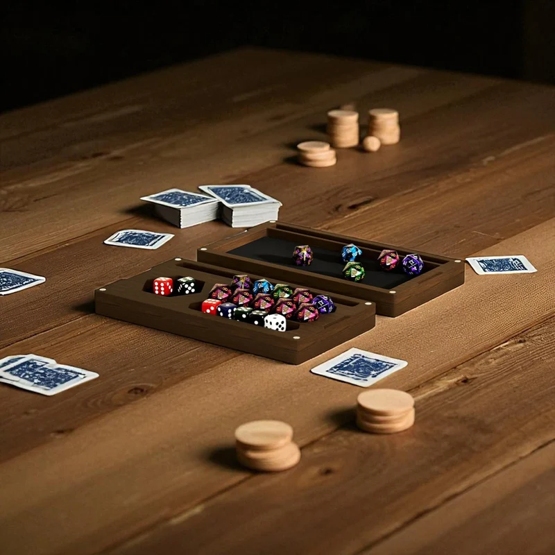 Dice Tray with Storage & Phone Stand