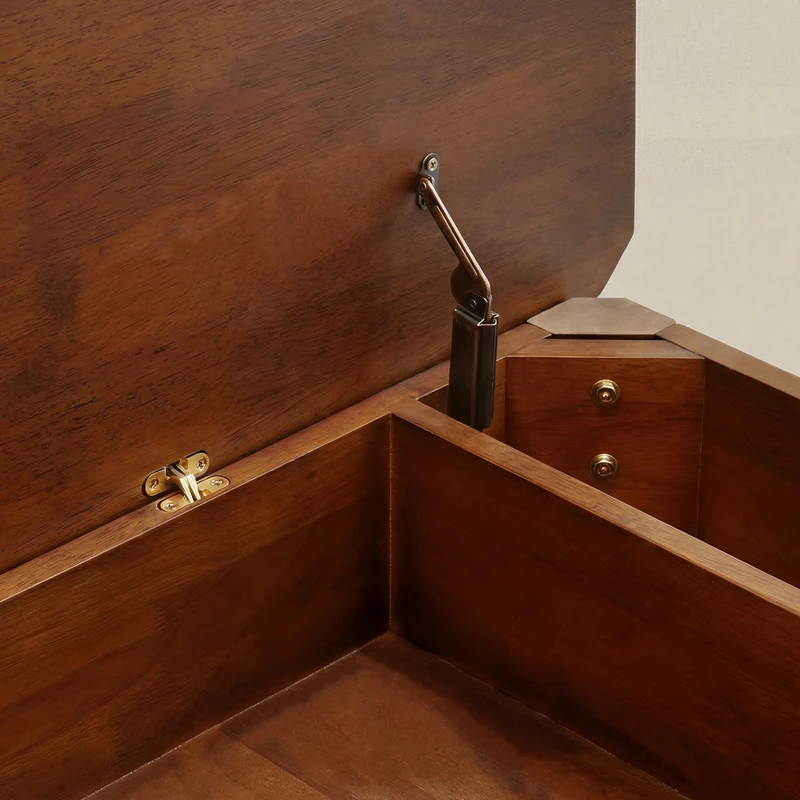 Rubberwood Storage Bench with Adjustable Height