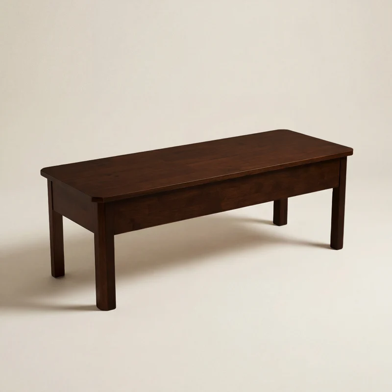 Rubberwood Storage Bench with Adjustable Height