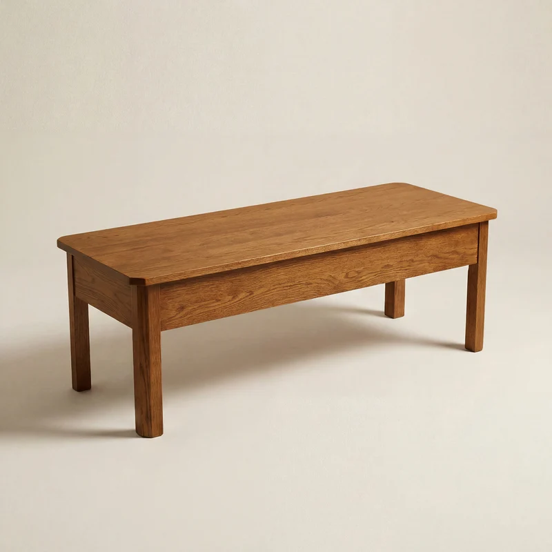 Rubberwood Storage Bench with Adjustable Height