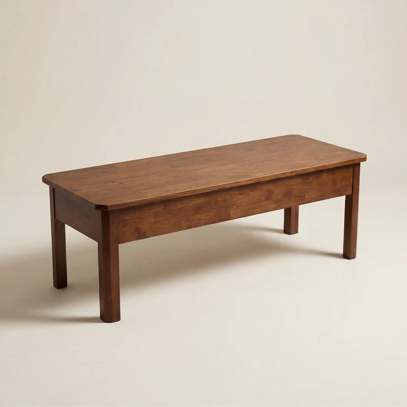Rubberwood Storage Bench with Adjustable Height