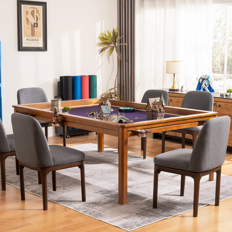 Solid Rubberwood Dining Chair with Linen Upholstery