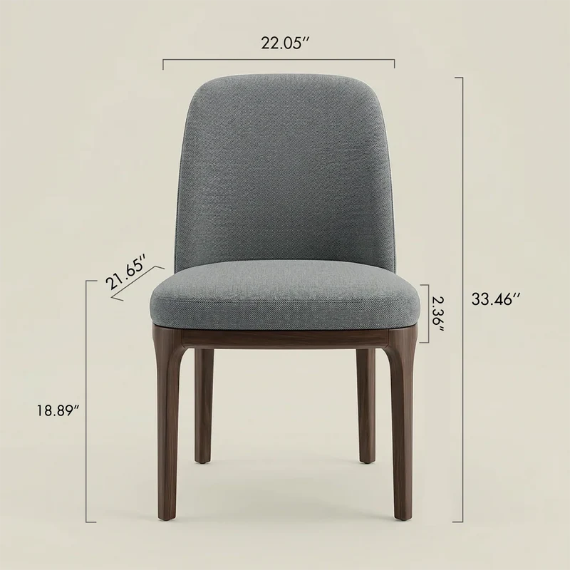 Solid Rubberwood Dining Chair with Linen Upholstery