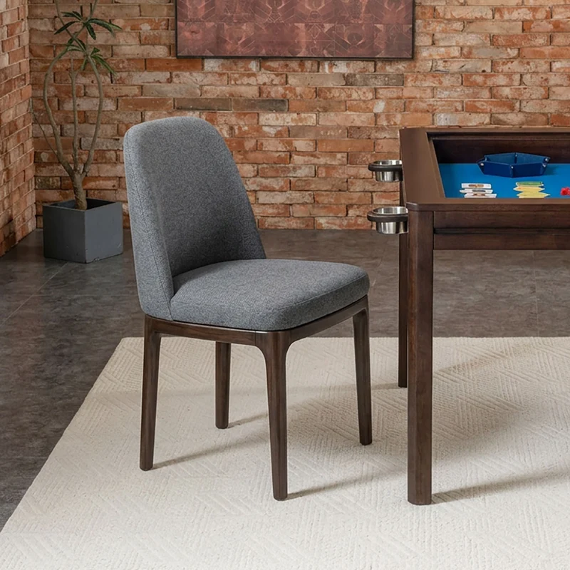 Solid Rubberwood Dining Chair with Linen Upholstery