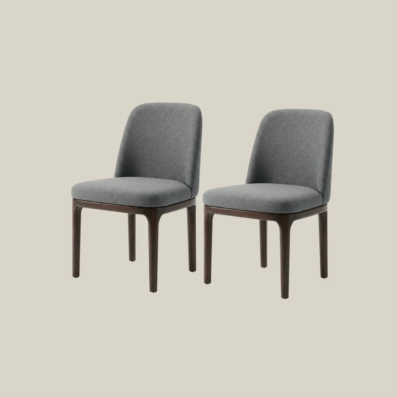 Solid Rubberwood Dining Chair with Linen Upholstery