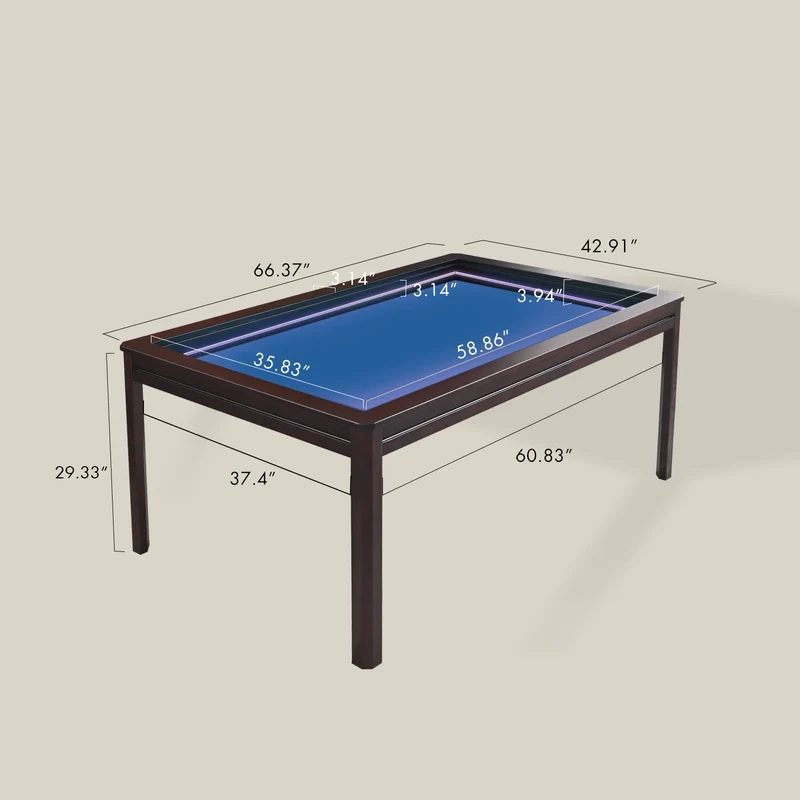 LED Kingswood 3×5' Solid Wood Game Table with Topper