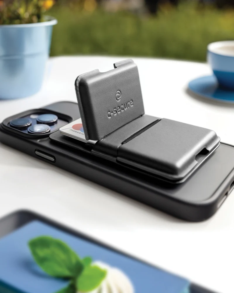 Tarjetero MagSafe cuero PU antiRFID para personalizar