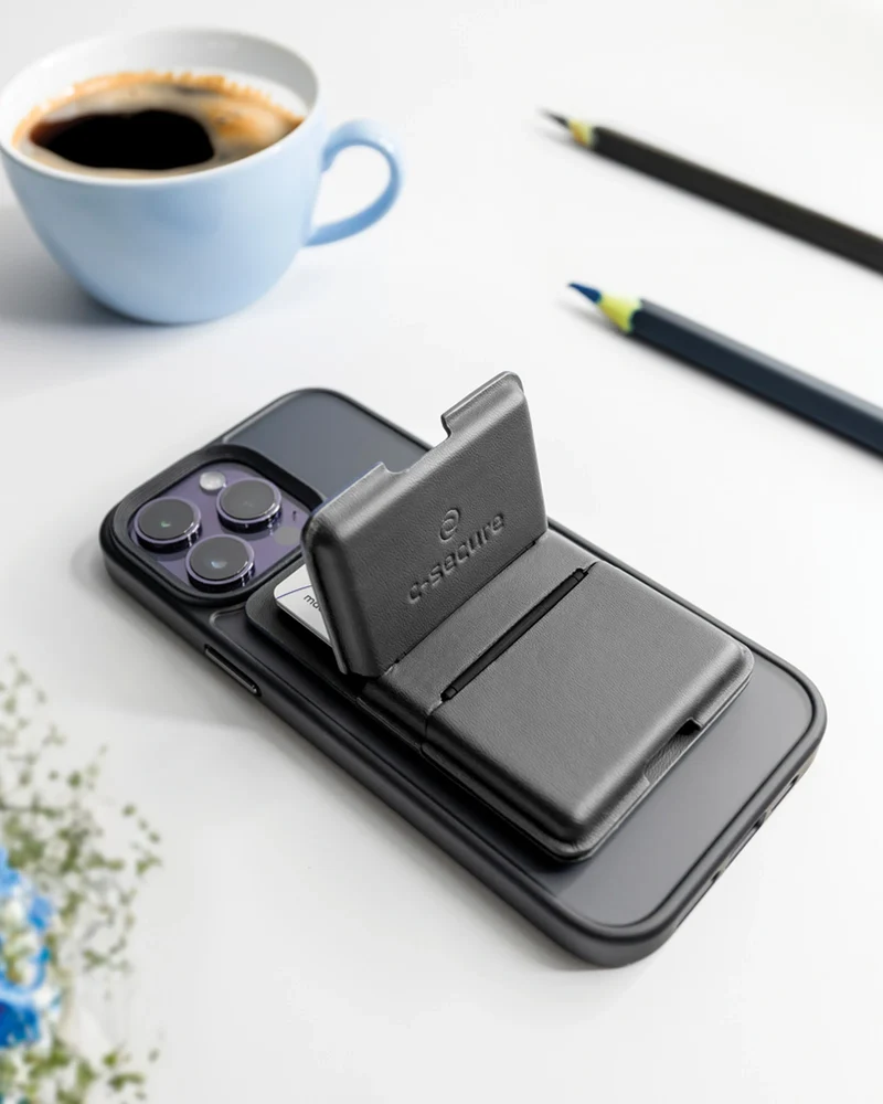 Tarjetero MagSafe cuero PU antiRFID para personalizar